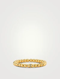 14K Gold Beaded Bracelet With 14K Gold Diamond Evil Eye Rondelle
