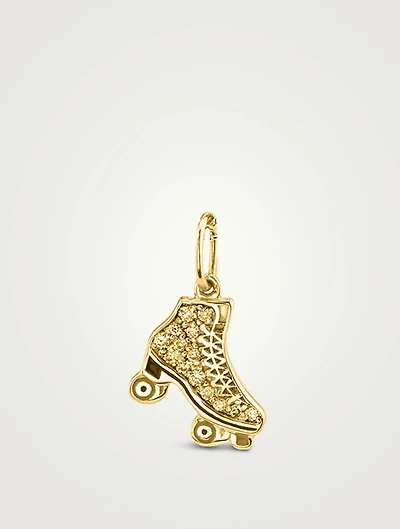 14K Gold Roller Skate Charm With Diamonds