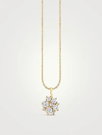 14K Gold Cocktail Disc Pendant Necklace With Diamonds