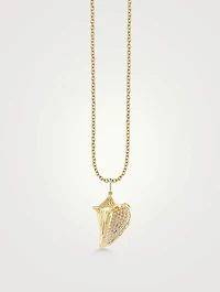 Large 14K Gold Conch Shell Pendant Necklace With Pavé Diamonds