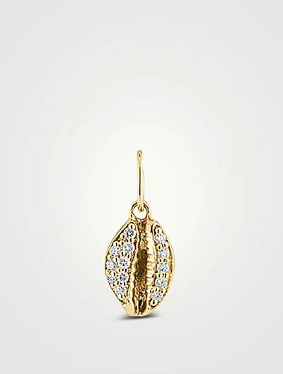 Small 14K Gold Cowrie Shell Charm With Diamonds
