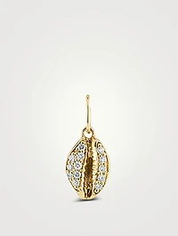 Small 14K Gold Cowrie Shell Charm With Diamonds