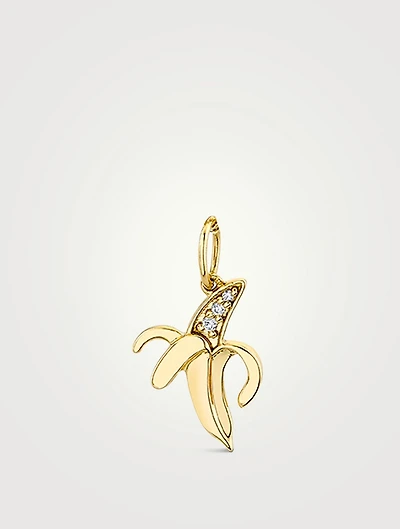 Small 14K Gold Banana Charm With Diamonds