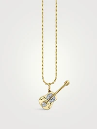 14K Gold Acoustic Guitar Pendant Necklace With Diamonds