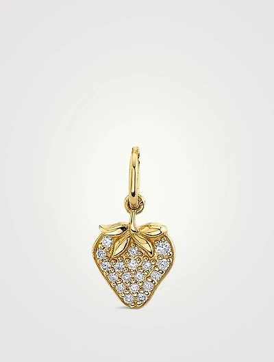 Small 14K Gold Strawberry Charm With Diamonds
