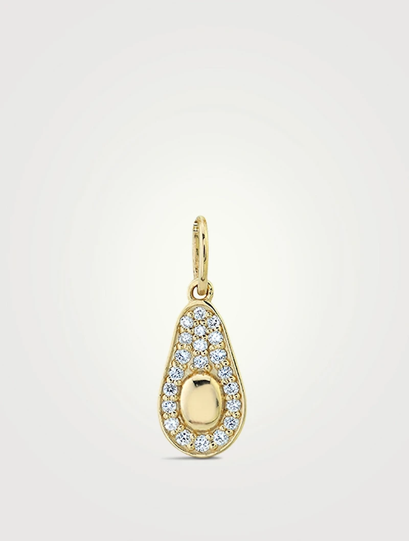14K Gold Avocado Charm With Diamonds