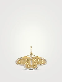 14K Gold Celestial Moth Charm With Diamonds