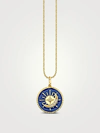 14K Gold Sun And Moon Medallion Pendant Necklace With Diamonds