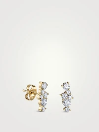 14K Gold Cocktail Bar Stud Earrings With Diamonds