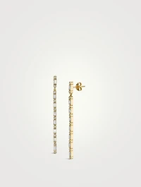 14K Gold Baguette And Round Diamond Bezel Drop Earrings