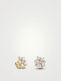 14K Gold Cocktail Disc Stud Earrings With Diamonds