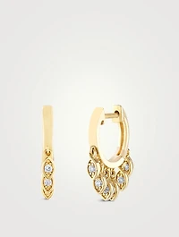 14K Gold Marquise-Eye Fringe Huggie Hoop Earrings With Diamonds