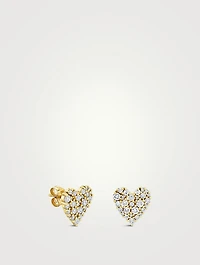 14K Gold Cocktail Heart Stud Earrings With Diamonds