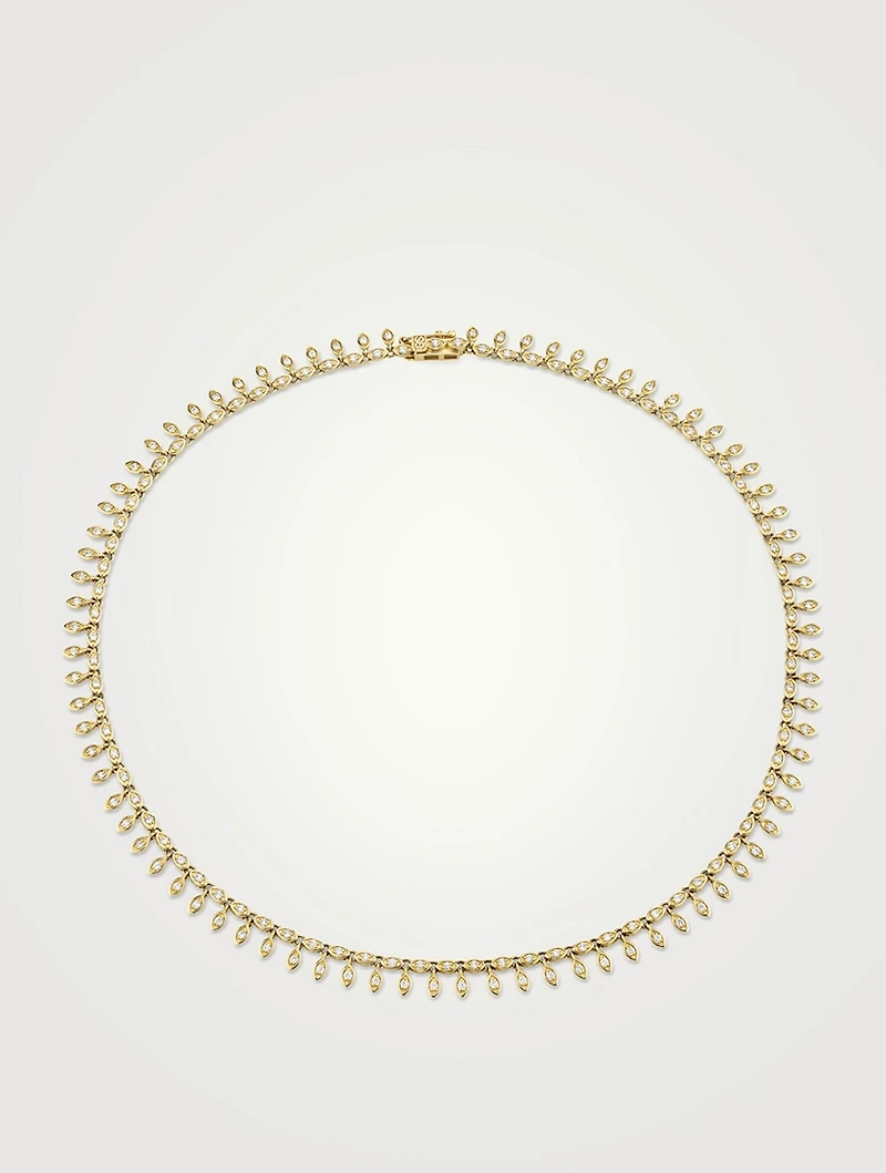 14K Gold Marquise-Eye Fringe Necklace With Diamonds