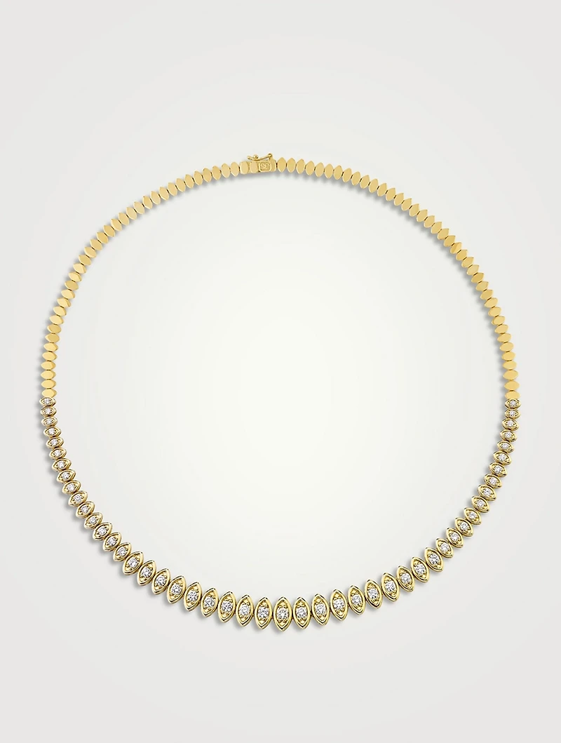 14K Gold Graduated Marquise-Eye Necklace With Diamonds