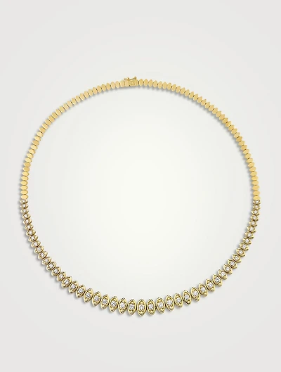 14K Gold Graduated Marquise-Eye Necklace With Diamonds