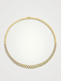 14K Gold Graduated Marquise-Eye Necklace With Diamonds