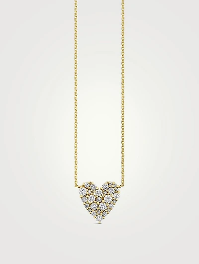 Small 14K Gold Cocktail Heart Necklace With Diamonds