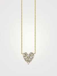 Small 14K Gold Cocktail Heart Necklace With Diamonds