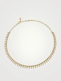 14K Gold Marquise-Eye Fringe Choker Necklace With Diamonds