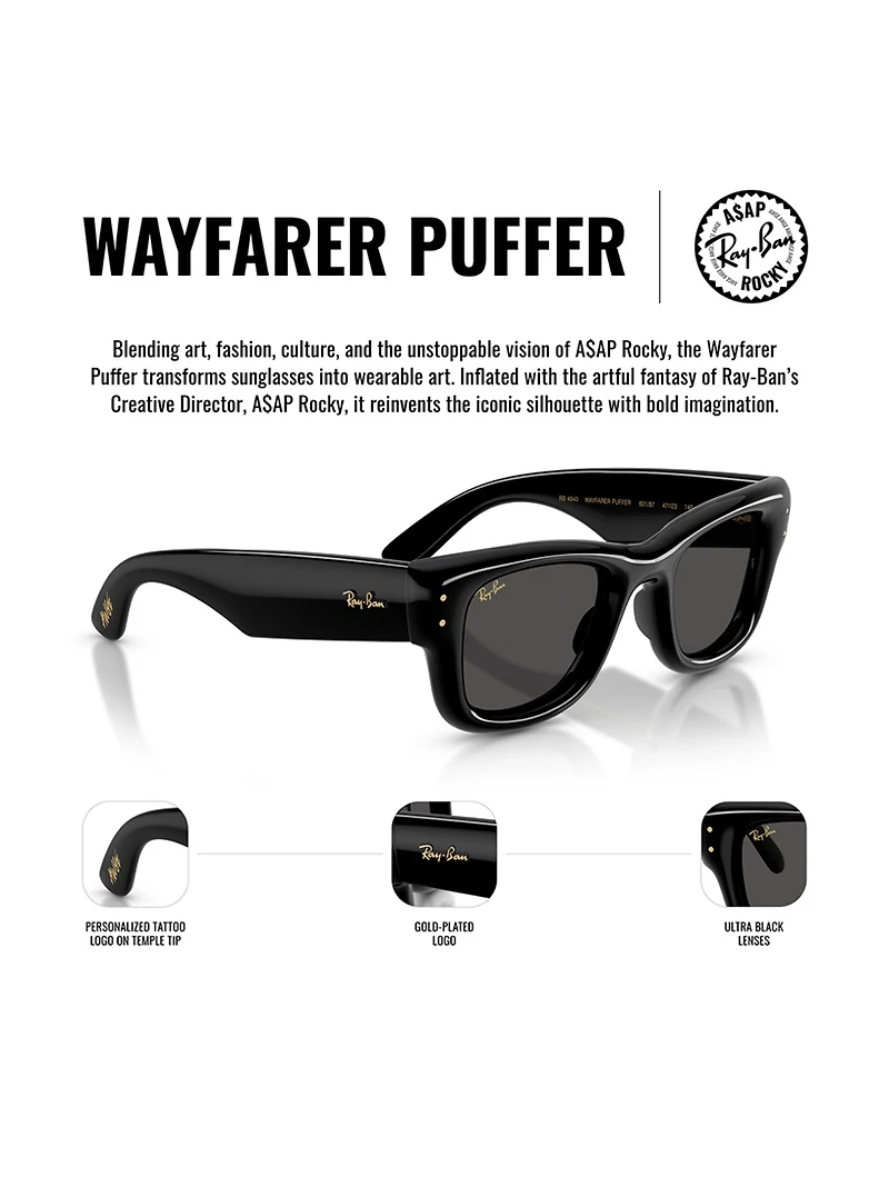 A$AP ROCKY 0RB4940 Wayfarer Puffer Square Sunglasses