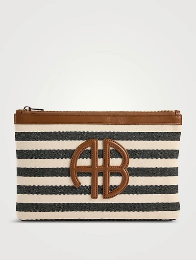 Lili Canvas Pouch In Stripe Print
