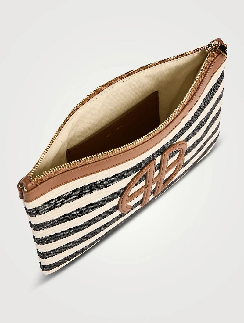 Lili Canvas Pouch In Stripe Print