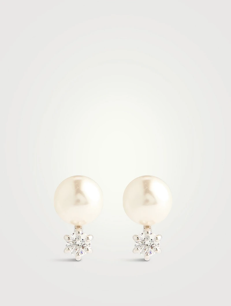 Matrix Crystal Pearl Stud Earrings