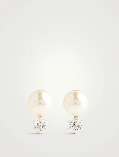 Matrix Crystal Pearl Stud Earrings
