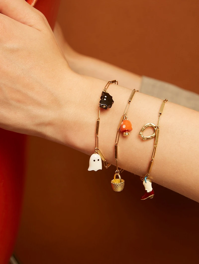 9K Gold Deco Tubitos Cowboy Charm Bracelet