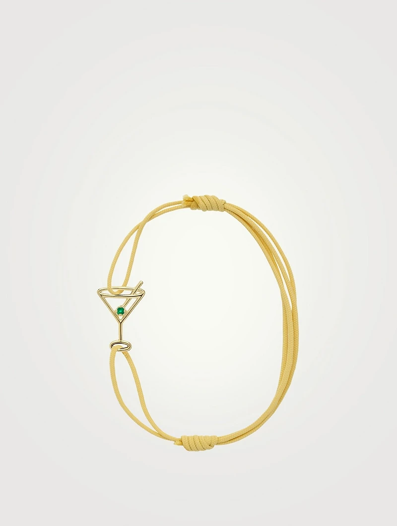 9K Gold Martini Esmeralda Cord Bracelet