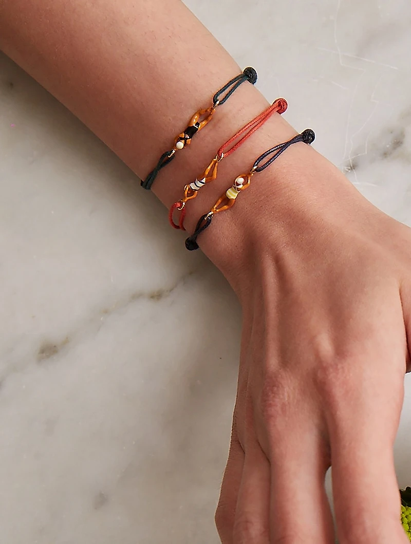 Nadadora Completo 9K Gold Enamel Cord Bracelet