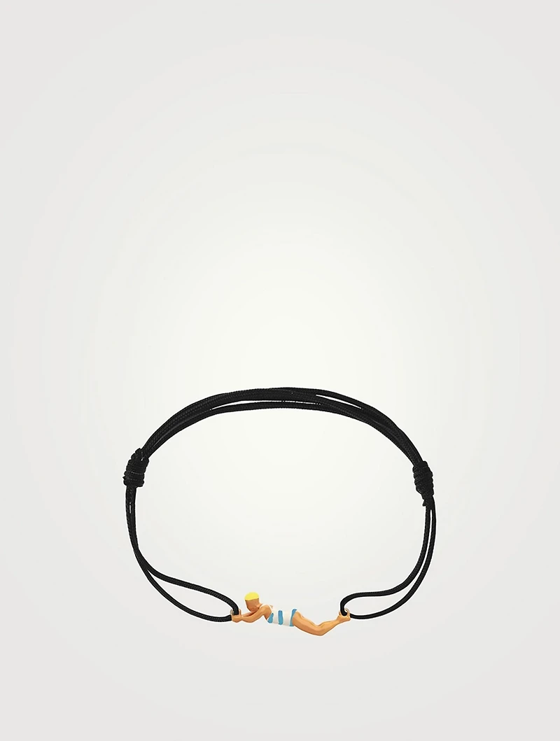 9K Gold Nadadora Rayada Enamel Cord Bracelet