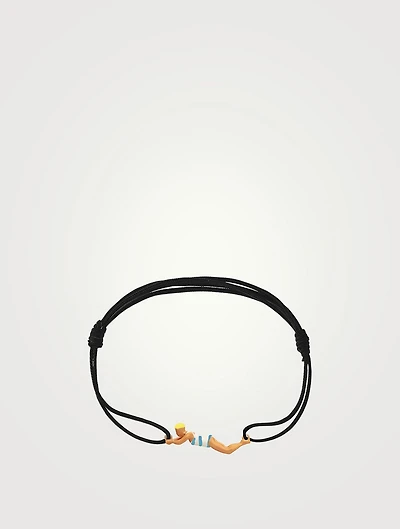 9K Gold Nadadora Rayada Enamel Cord Bracelet