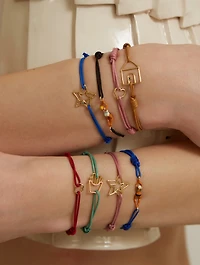 9K Gold Nadadora Rayada Enamel Cord Bracelet