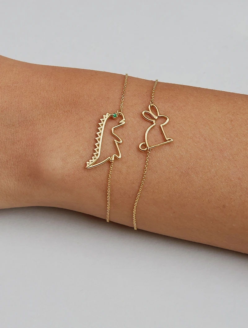 9K Gold Dino Esmeralda Chain Bracelet