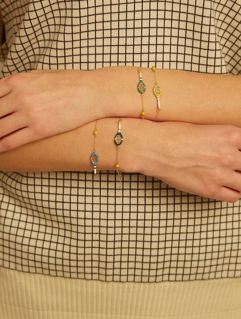 9K Gold Tennis Pelota Enamel Bracelet