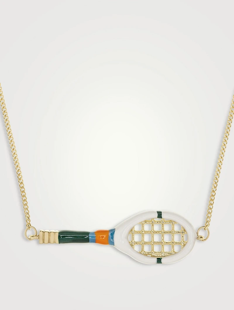 9K Gold Tennis Enamel Pendant Necklace