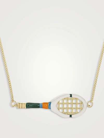 9K Gold Tennis Enamel Pendant Necklace