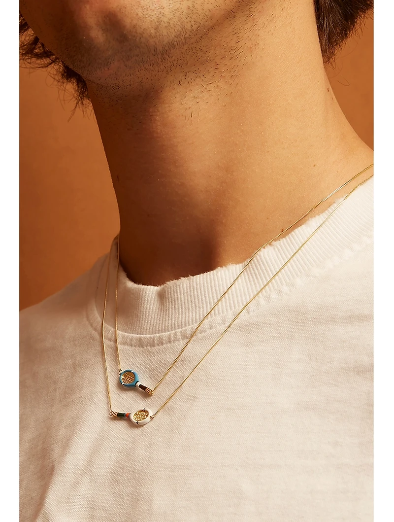 9K Gold Tennis Enamel Pendant Necklace