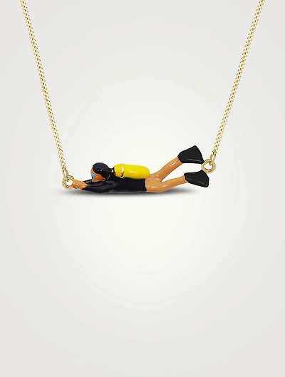 9K Gold Sub Diver Pendant Necklace
