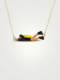 9K Gold Sub Diver Pendant Necklace