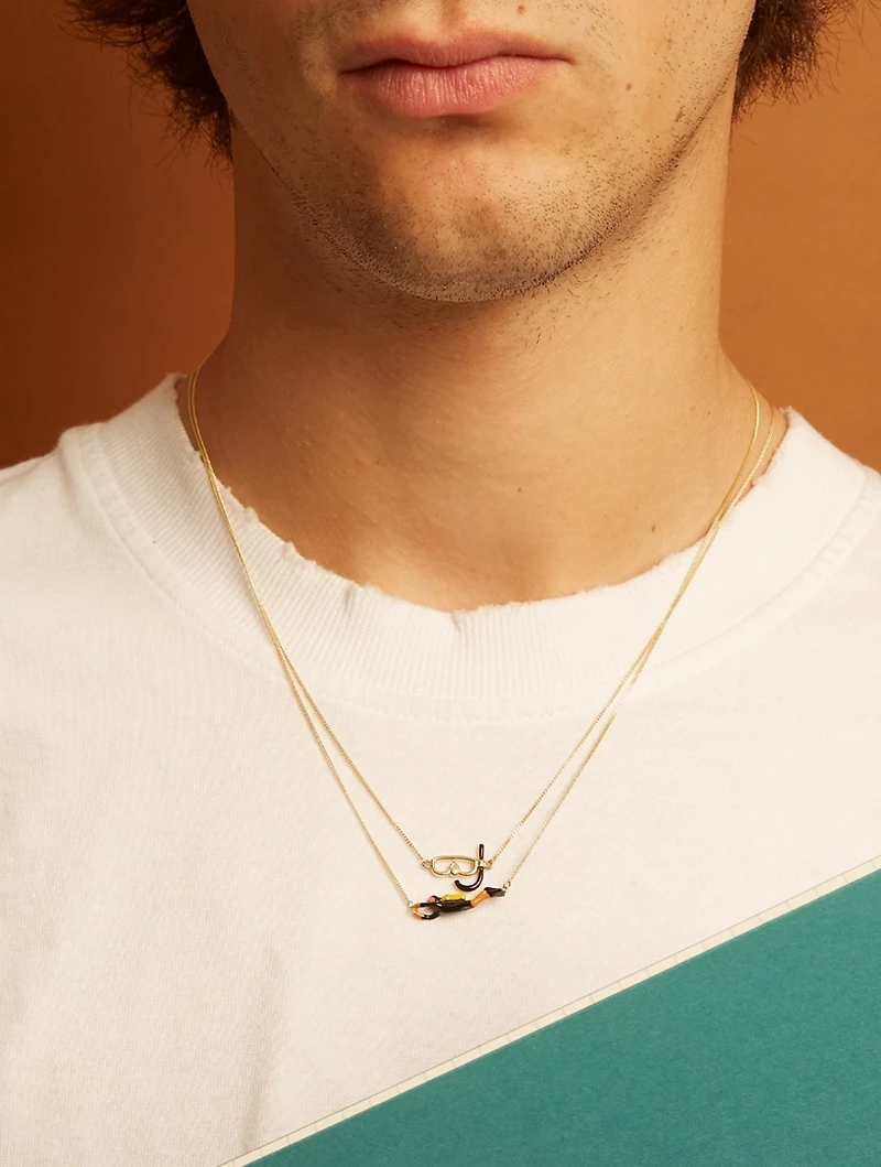 9K Gold Sub Diver Pendant Necklace