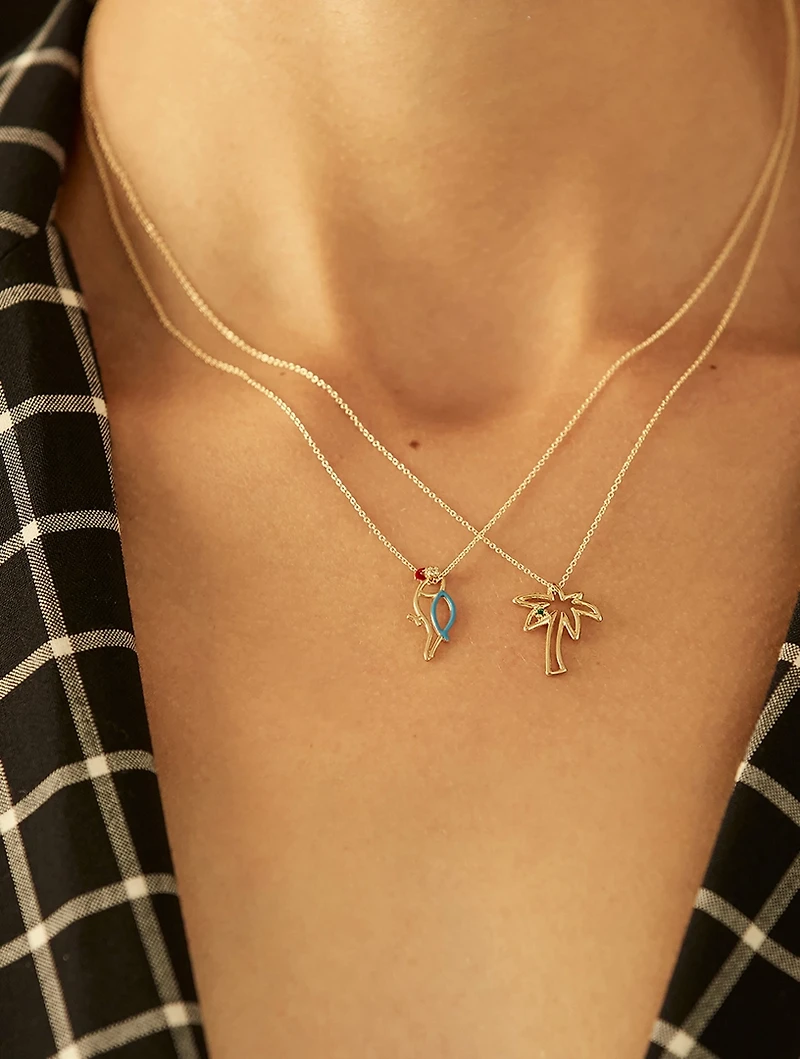 9K Gold Palmera Esmeralda Pendant Necklace