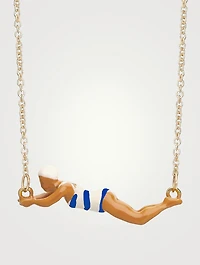 9K Gold Nadadora Rayada Enamel Chain Necklace