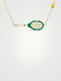 9K Gold Tennis Pelota Enamel Necklace