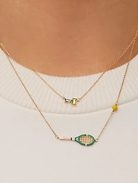 9K Gold Tennis Pelota Enamel Necklace
