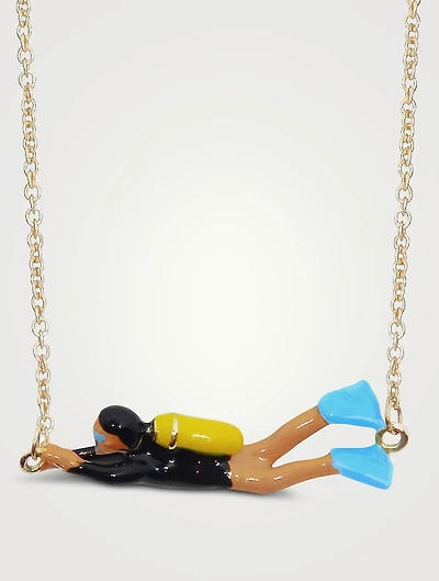 9K Gold Sub Diver Pendant Necklace