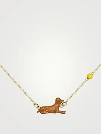 9K Gold Perrito Pelota Pendant Necklace