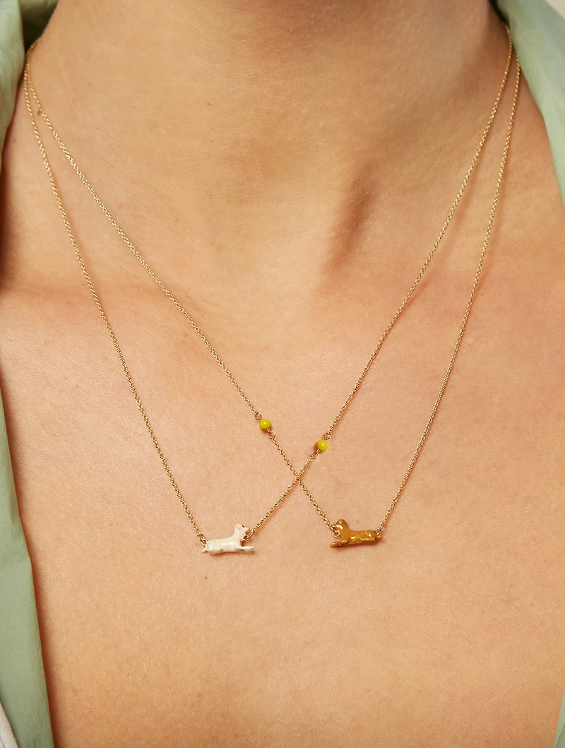 9K Gold Perrito Pelota Pendant Necklace